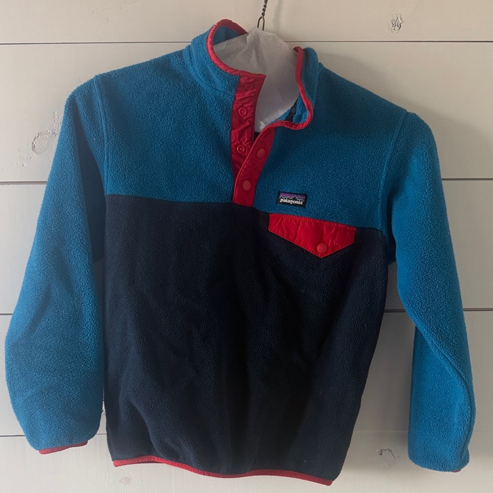 Patagonia Boys Med. (10) Teal and Navy Fleece Pullover